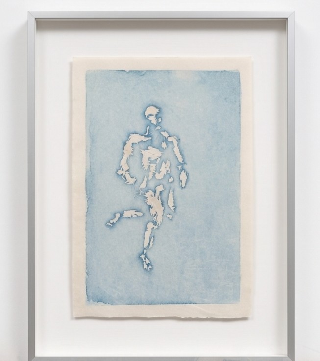 vanishing on the shore washed by waves 1, woodblock print, framed